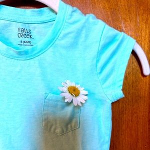 Little Kids Mint Green Short Sleeve Tee with Pocket